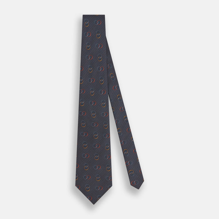 Navy Links Silk Tie Image 1