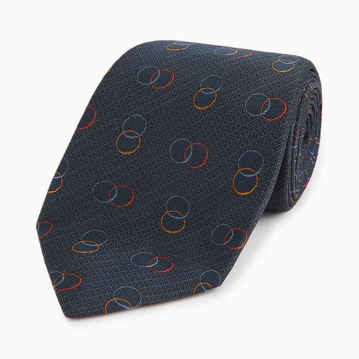 Navy Links Silk Tie Image 4