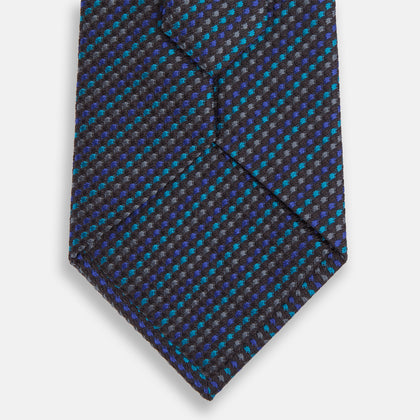 Navy Multi Silk Tie Image 2