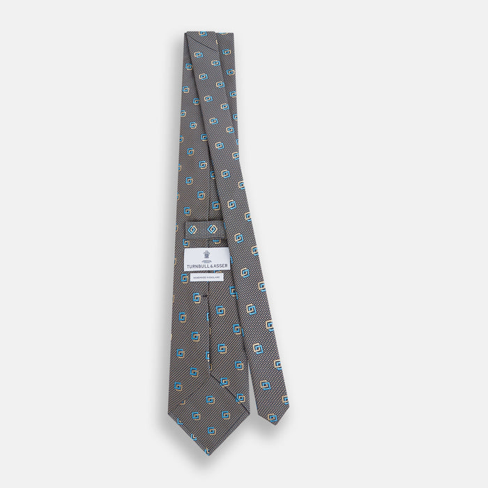 Blue and Gold Silk Tie Image 3