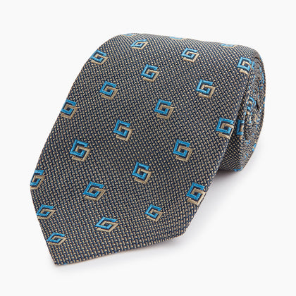 Blue and Gold Silk Tie Image 4