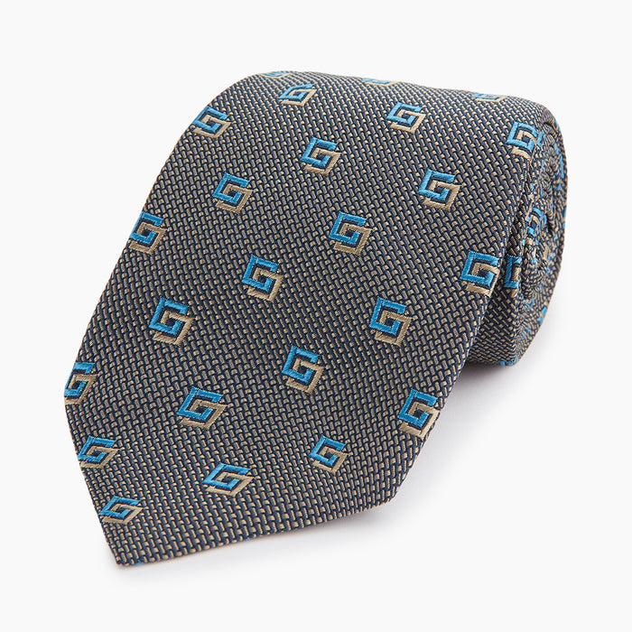 Blue and Gold Silk Tie Image 4