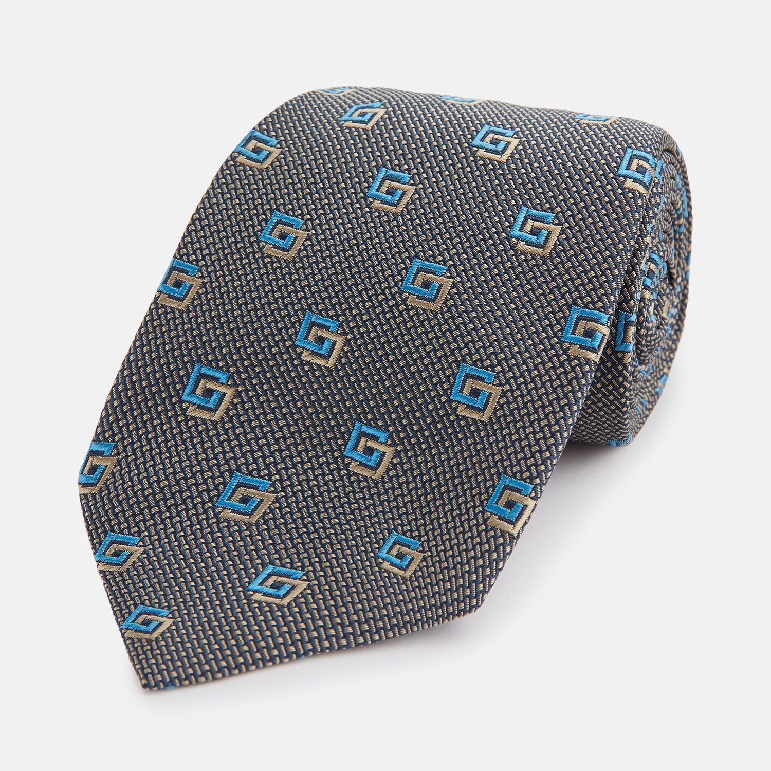 View 1 of product Blue and Gold Silk Tie