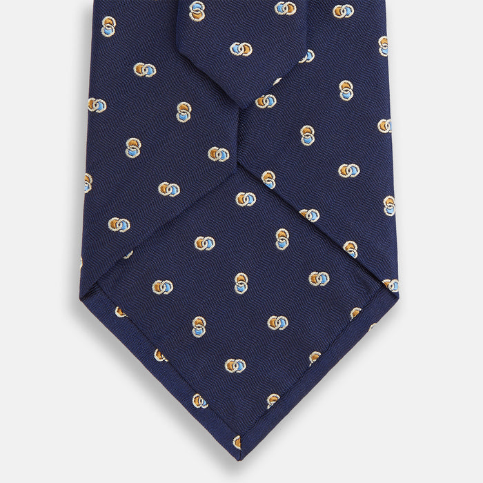 Blue and Yellow Links Silk Tie Image 2