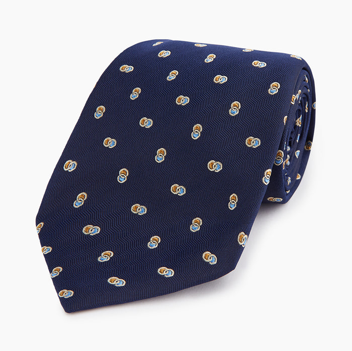 Blue and Yellow Links Silk Tie Image 4
