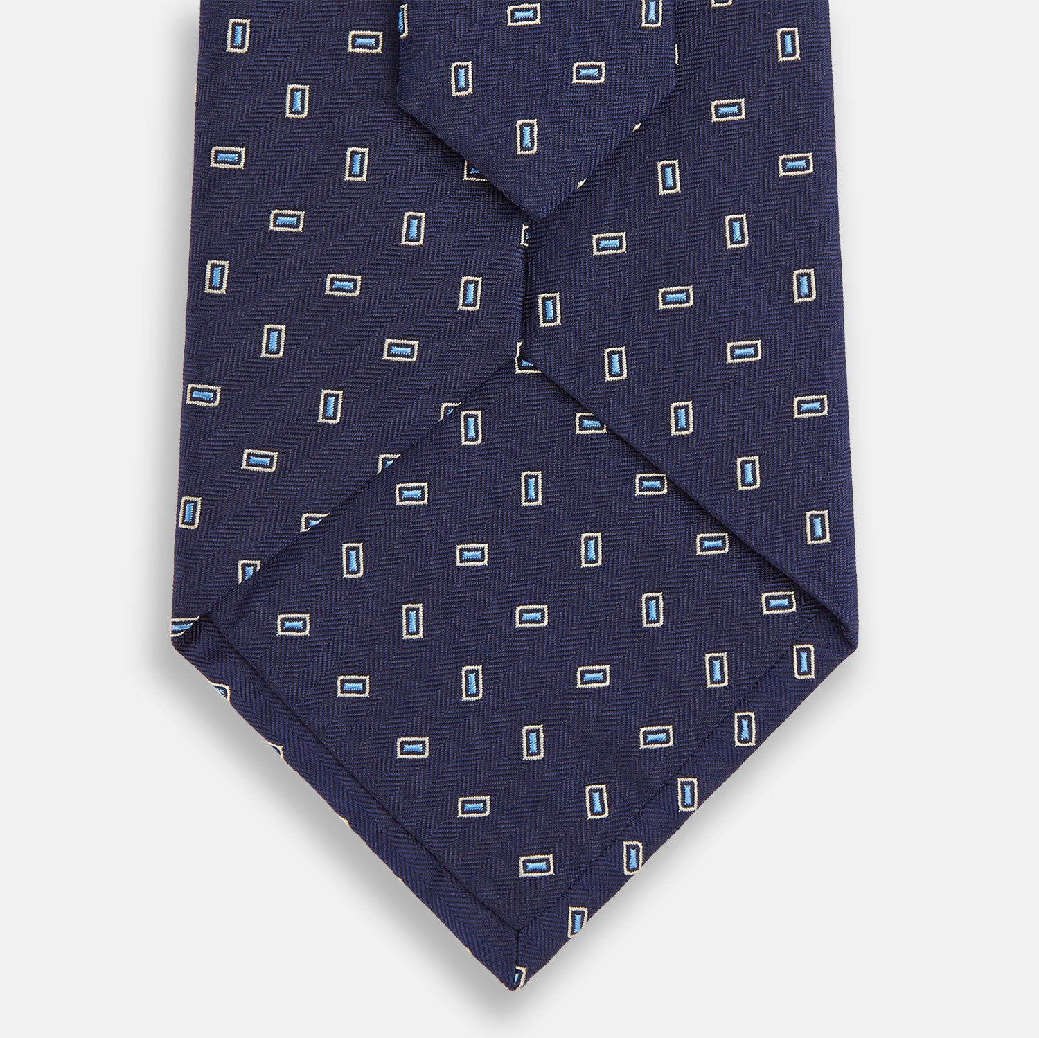 View 3 of product Navy Micro Rectangle Silk Tie
