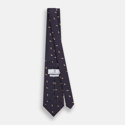 Navy Triangle Silk Tie Image 3