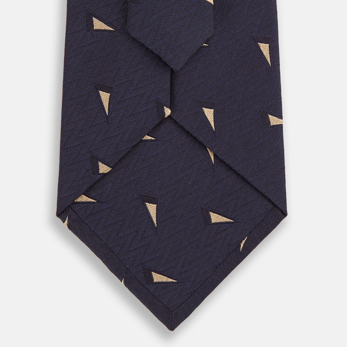 Navy Triangle Silk Tie Image 2