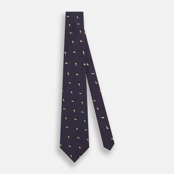 Navy Triangle Silk Tie Image 1