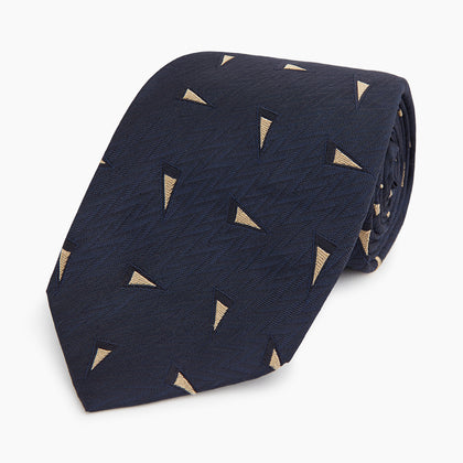 Navy Triangle Silk Tie Image 4
