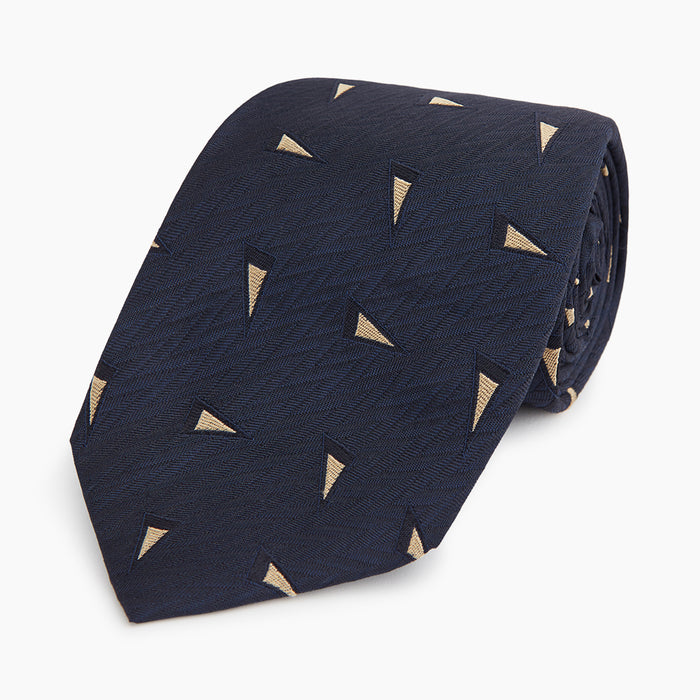 Navy Triangle Silk Tie Image 4