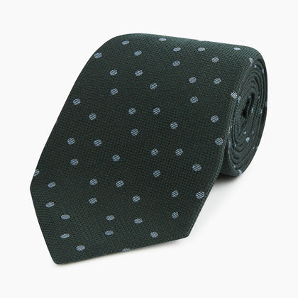 Pale Blue and Green Micro Dot Silk Blend Tie Image 4