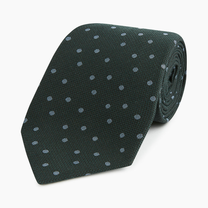 Pale Blue and Green Micro Dot Silk Blend Tie Image 4