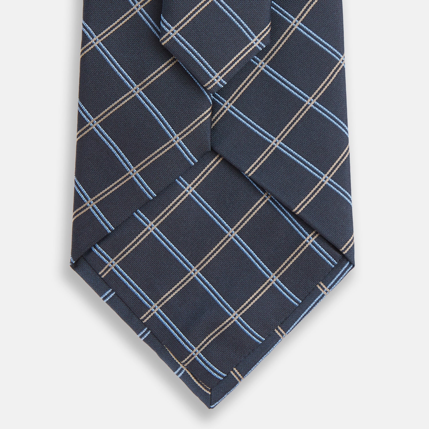 View 3 of product Navy Fine Double Check Silk Tie