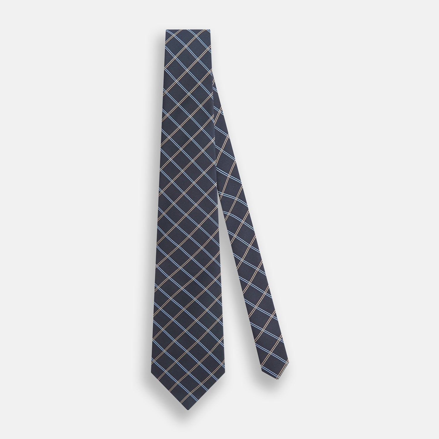 View 2 of product Navy Fine Double Check Silk Tie