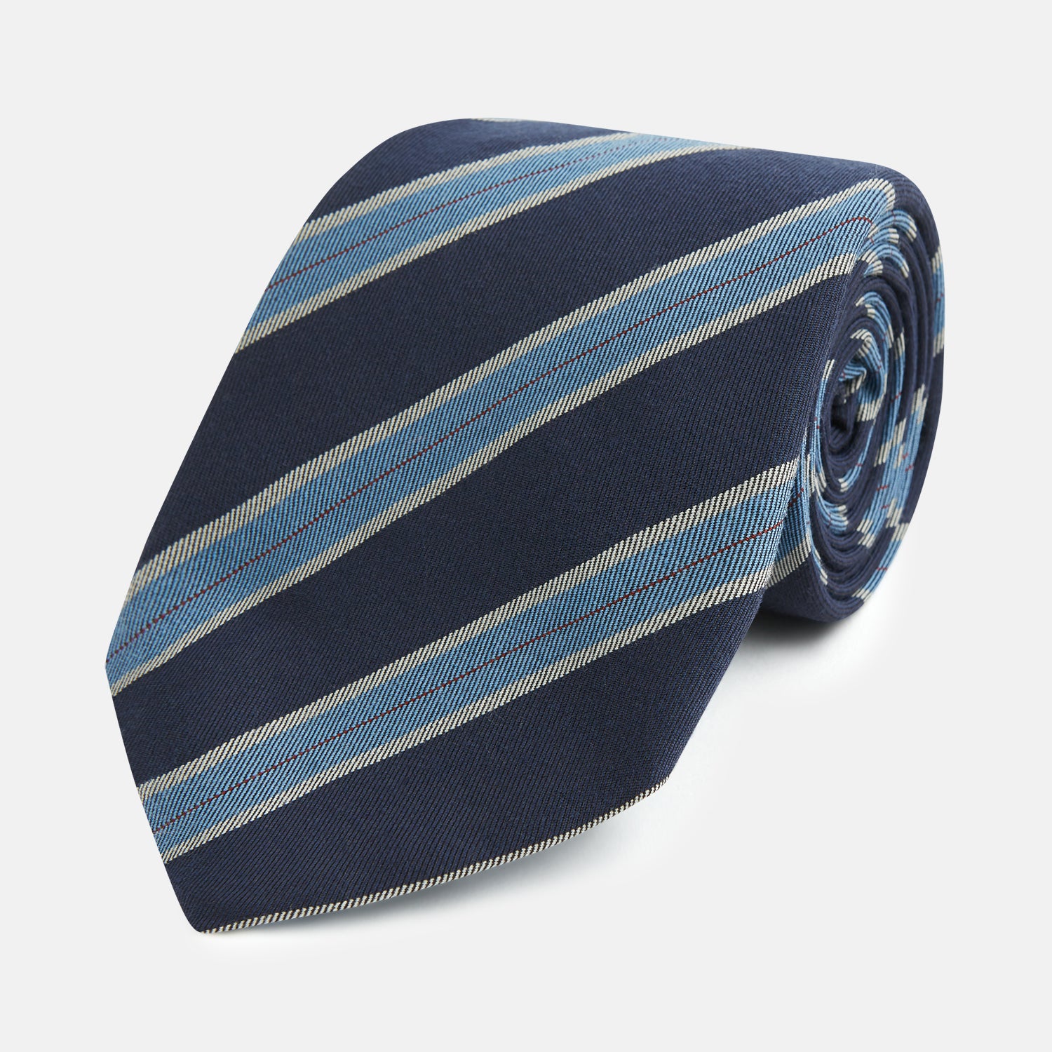 Blue Multi Stripe Silk Blend Tie