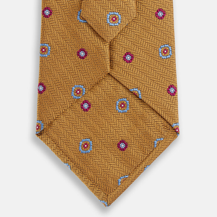 Gold Motif Silk Tie Image 2