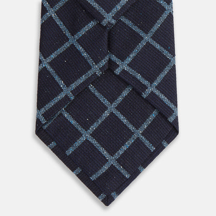 Blue Diagonal Check Silk Blend Tie Image 2