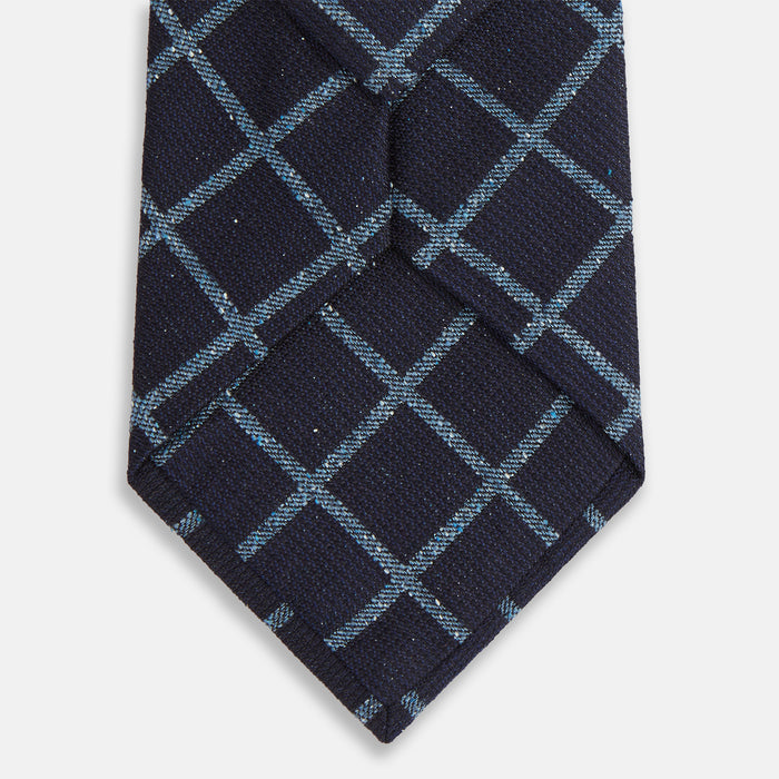 Blue Diagonal Check Silk Blend Tie Image 2