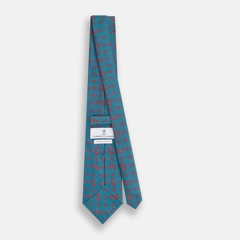 Teal Paisley Silk Tie