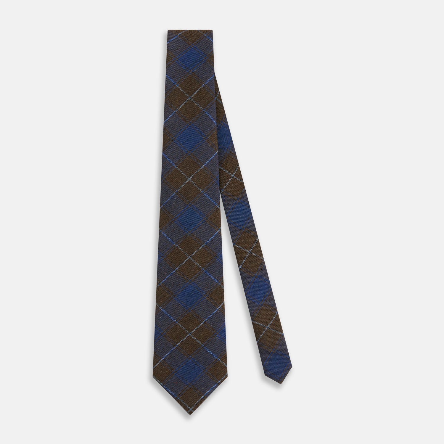 View 2 of product Blue and Brown Tartan Silk Blend Tie