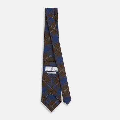 Blue and Brown Tartan Silk Blend Tie Image 3