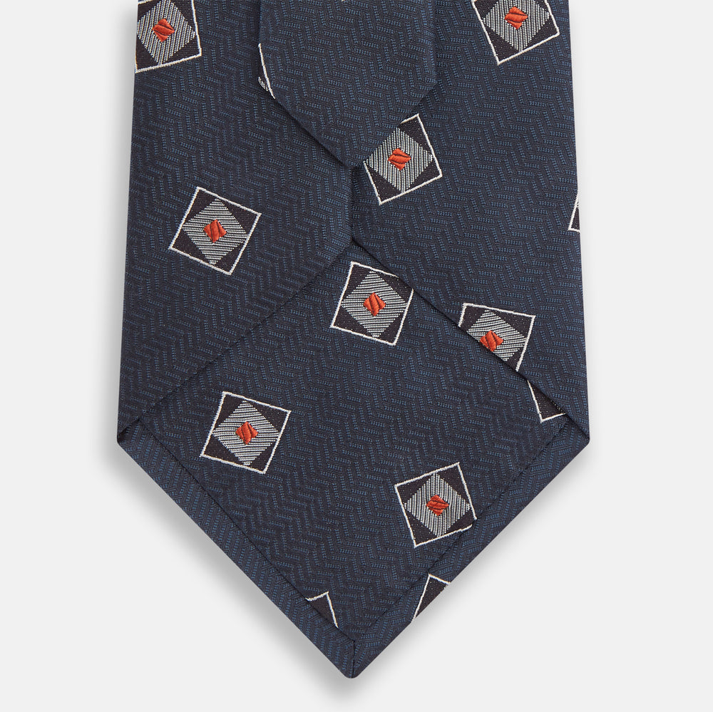 Grey Square Overlay Silk Tie