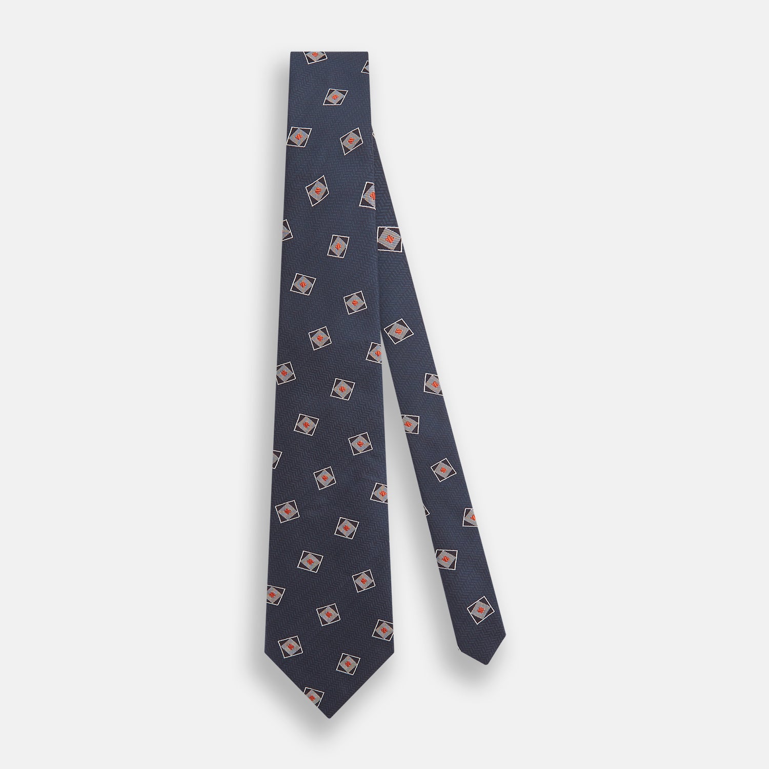 Grey Square Overlay Silk Tie