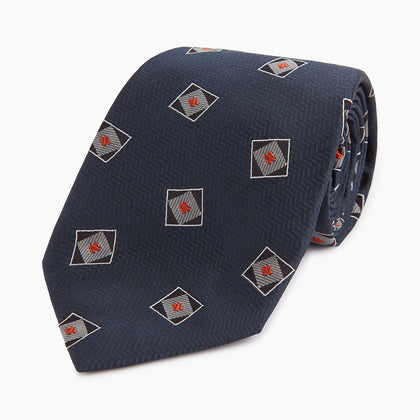 Grey Square Overlay Silk Tie Image 4