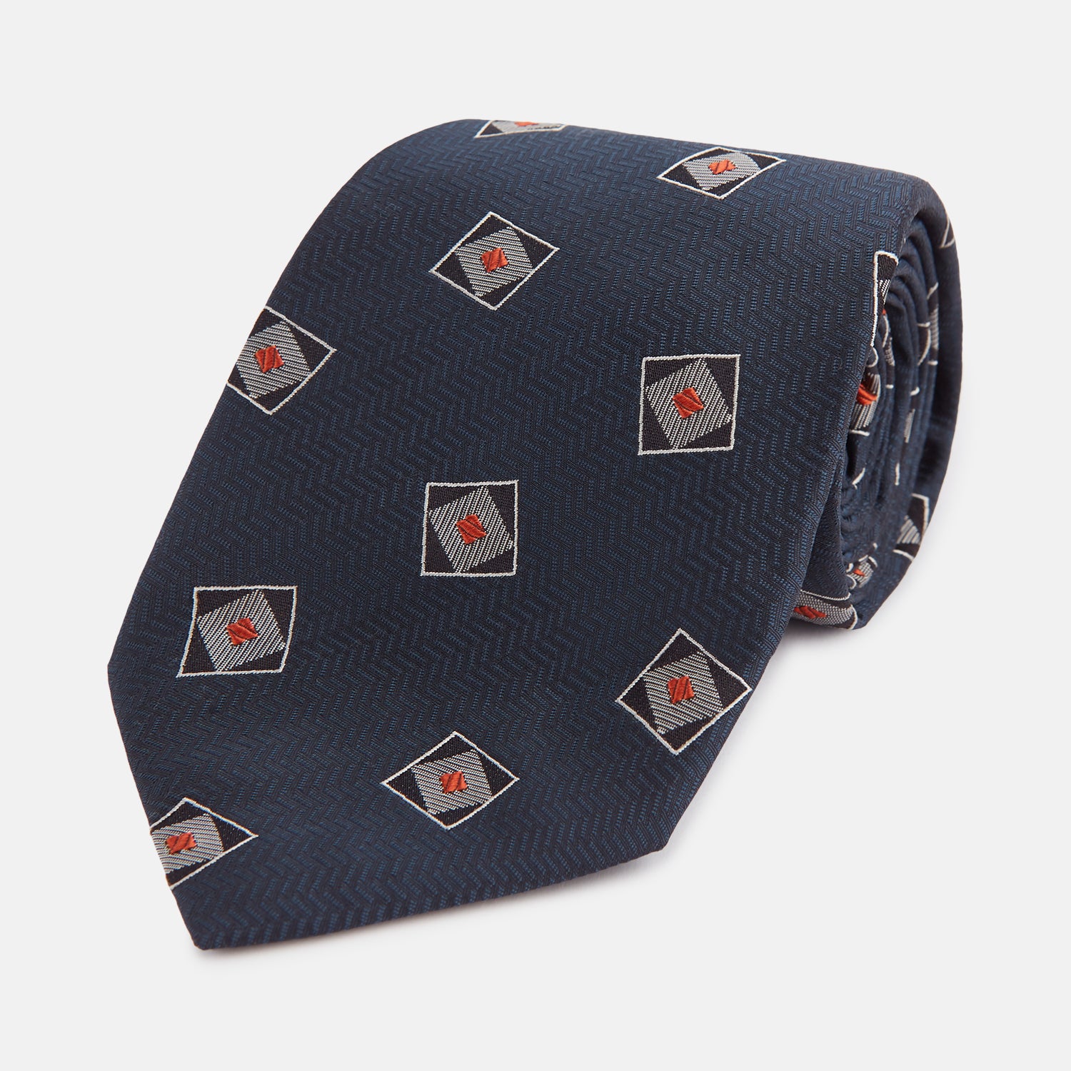 View 1 of product Grey Square Overlay Silk Tie