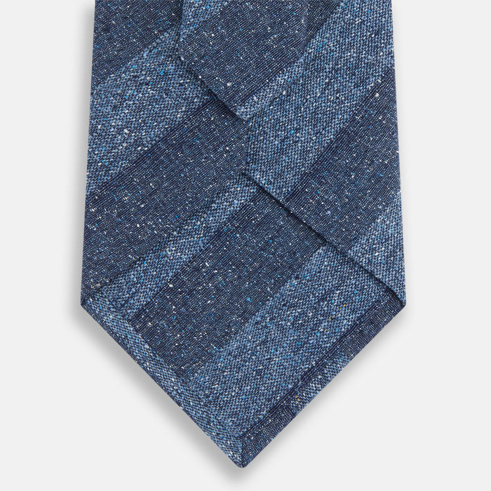 Blue Block Stripe Silk Tie Image 2