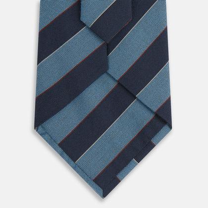 Blue Block Stripe Silk Blend Tie Image 2