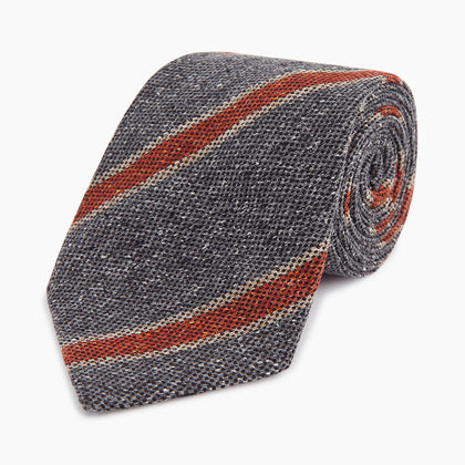 Red Block Stripe Silk Tie Image 4