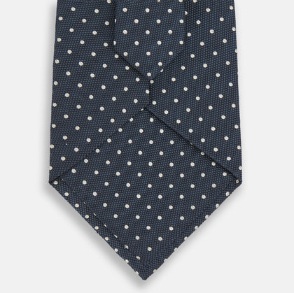 Navy Micro Dot Silk Tie Image 2