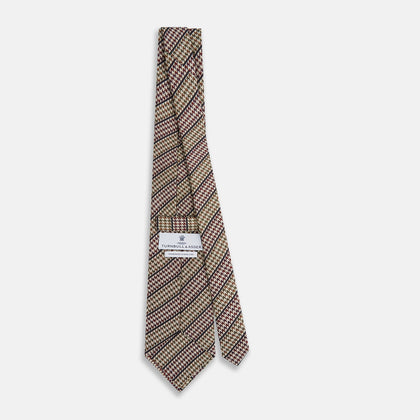 Brown Puppytooth Stripe Silk Tie Image 3