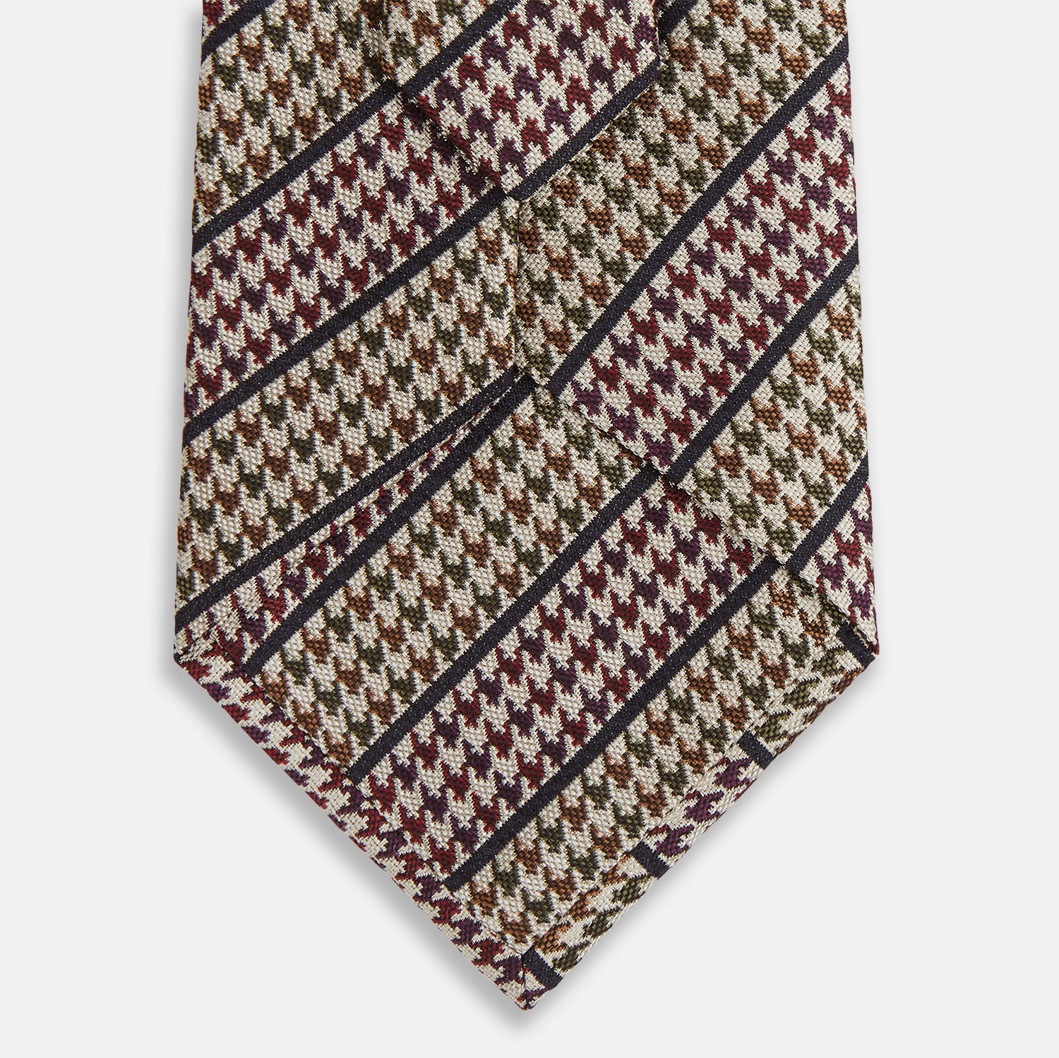 View 3 of product Brown Puppytooth Stripe Silk Tie