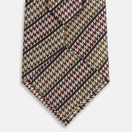 Brown Puppytooth Stripe Silk Tie Image 2