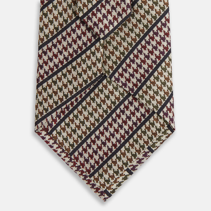 Brown Puppytooth Stripe Silk Tie Image 2