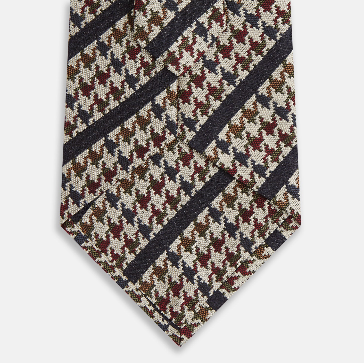 View 3 of product Brown Houndstooth Stripe Silk Tie