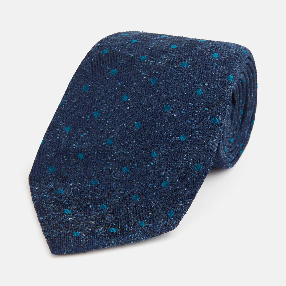 Navy Floret Silk Tie