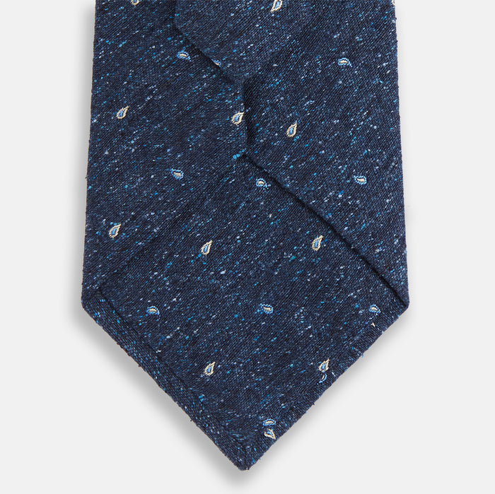 Navy Micro Paisley Silk Tie Image 2