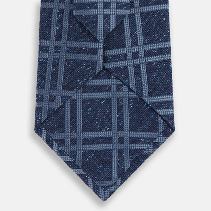Navy Bold Double Check Silk Tie Image 2