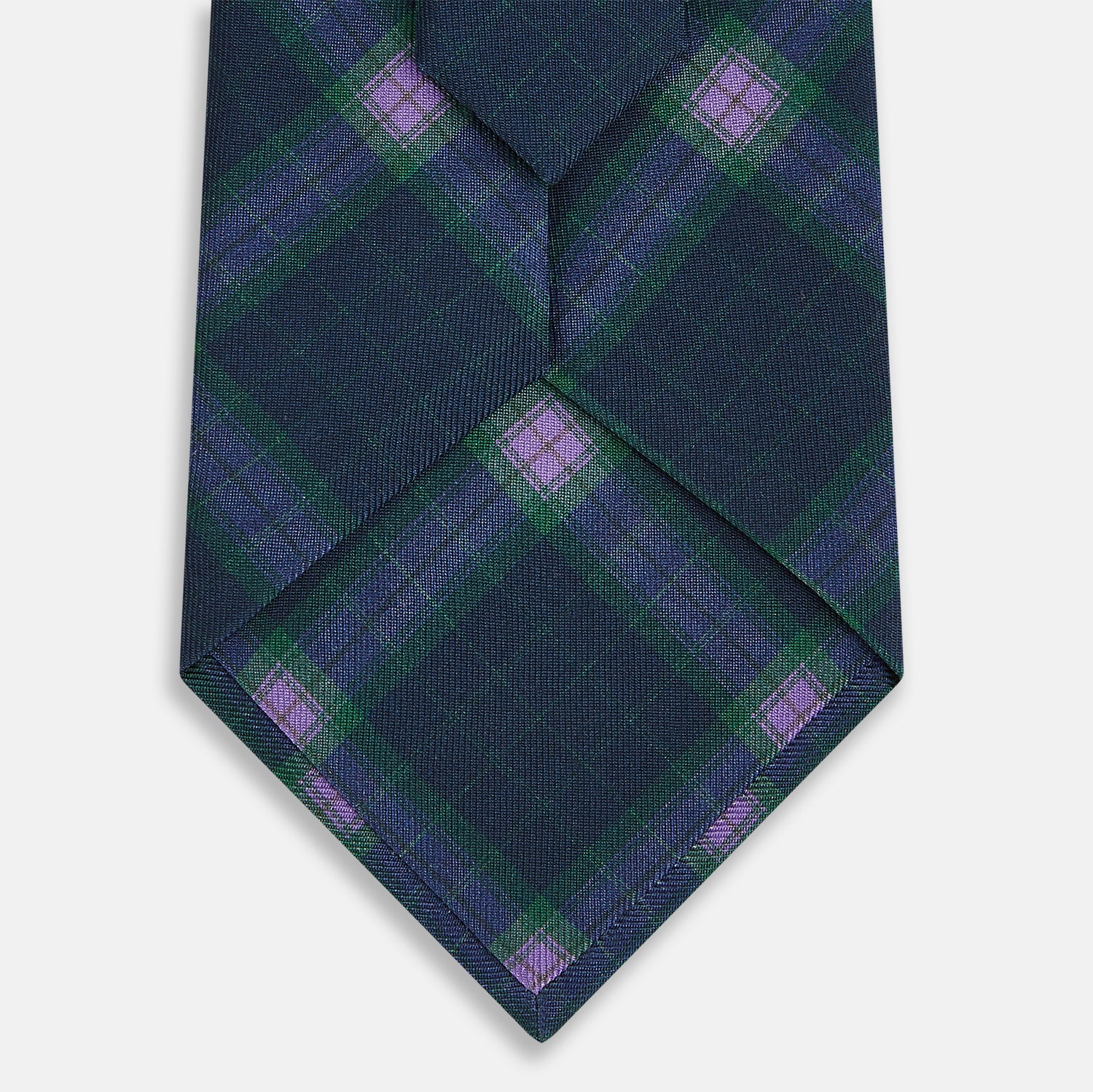 View 3 of product PURPLE AND GREEN CHECKED SILK TIE OS