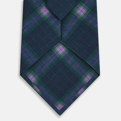 PURPLE AND GREEN CHECKED SILK TIE Image 2