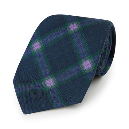 PURPLE AND GREEN CHECKED SILK TIE Image 4