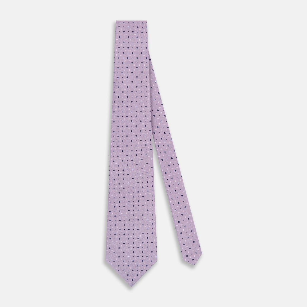Lilac Geometric Pin-Dot Silk Tie OS