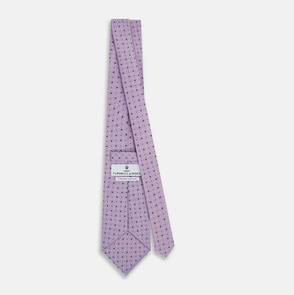 Lilac Geometric Pin-Dot Silk Tie OS
