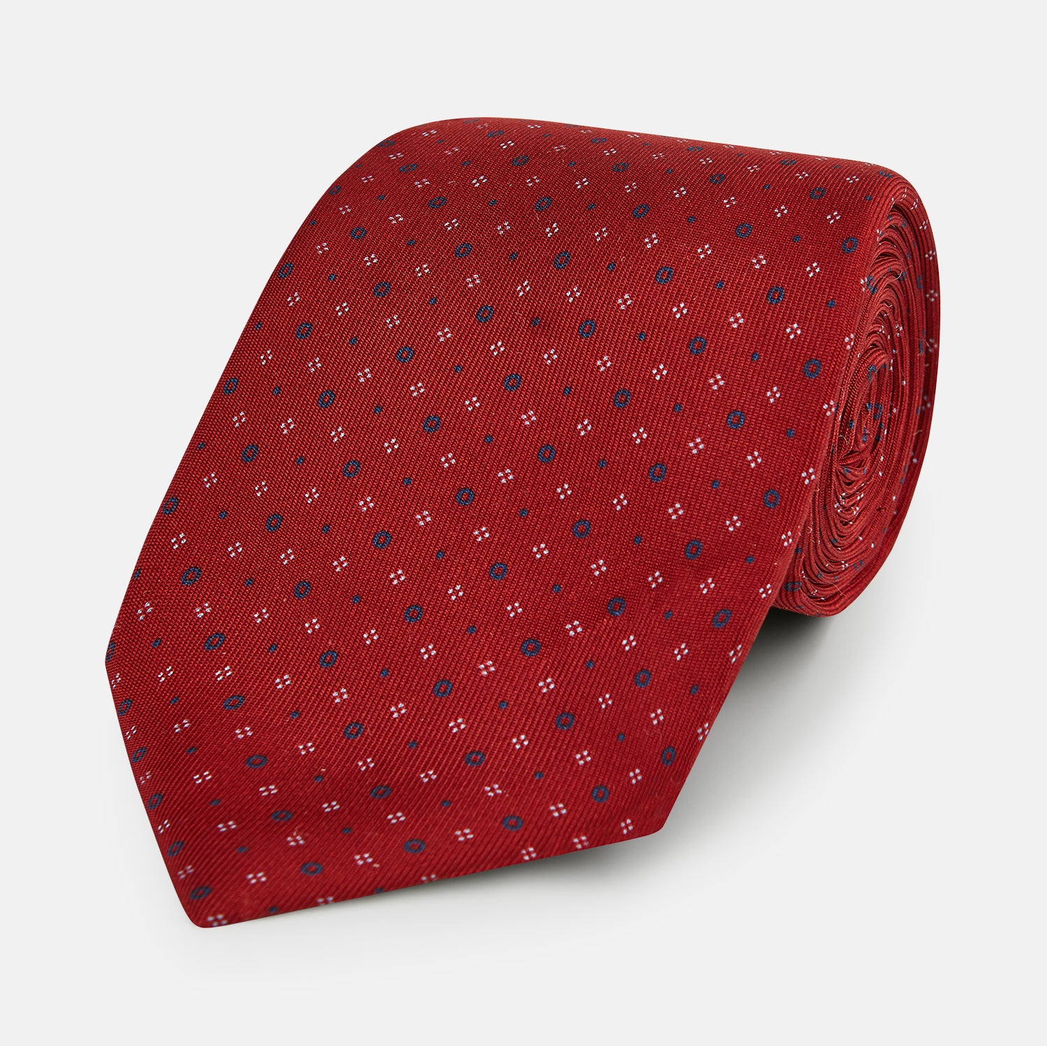 View 1 of product Red Geometric Pin-Dot Silk Tie OS