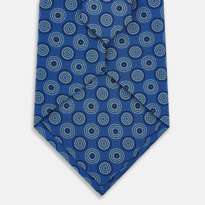 Avio Blue Dotted Roundel Printed Silk Tie Image 2