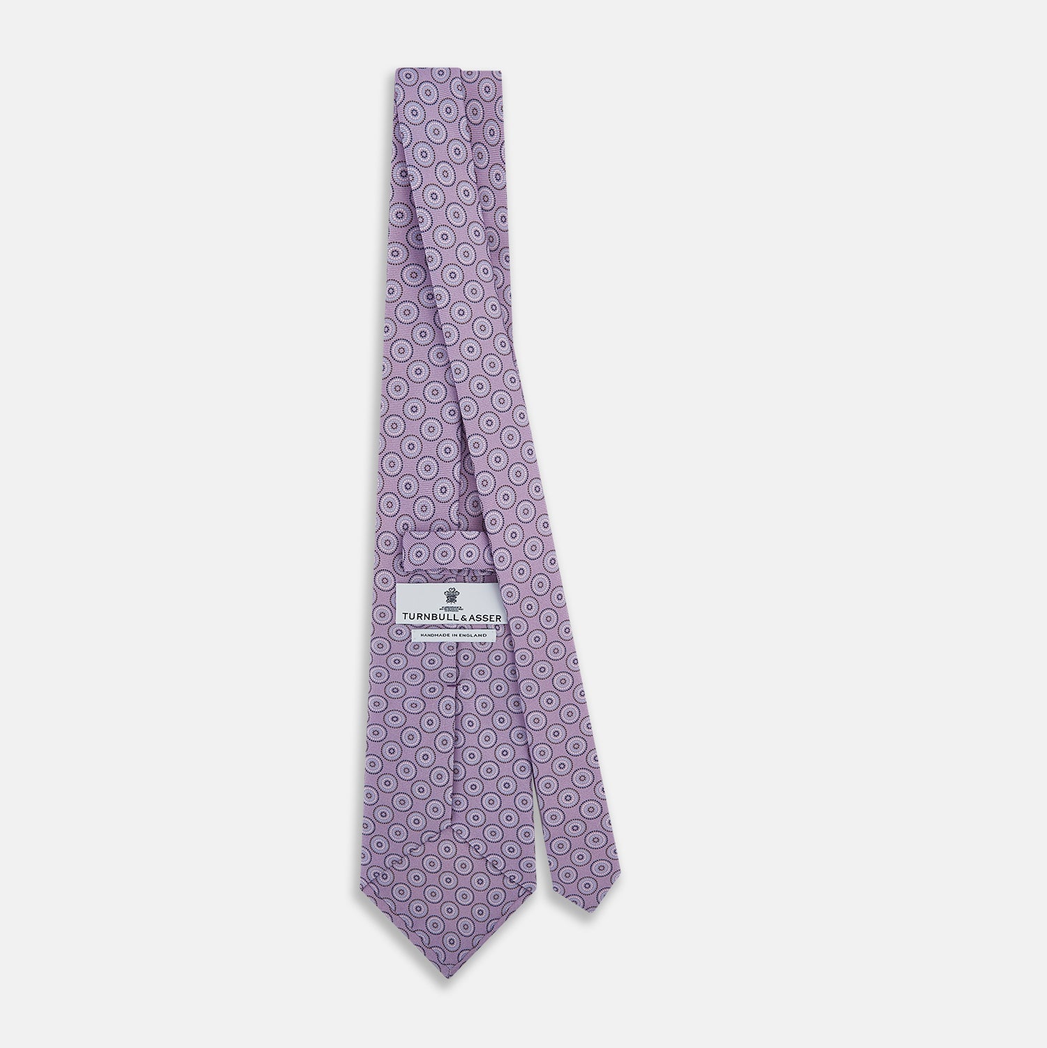 View 4 of product Lilac Dotted Roundel Patterned Silk Tie OS
